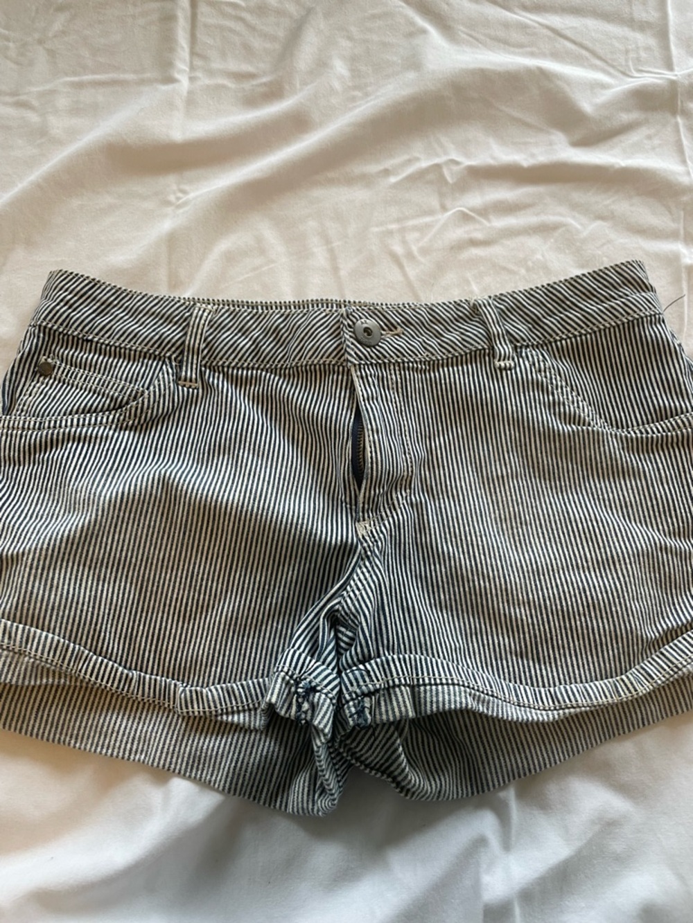 Arizona Jean Company Black & White Striped Denim Shorts